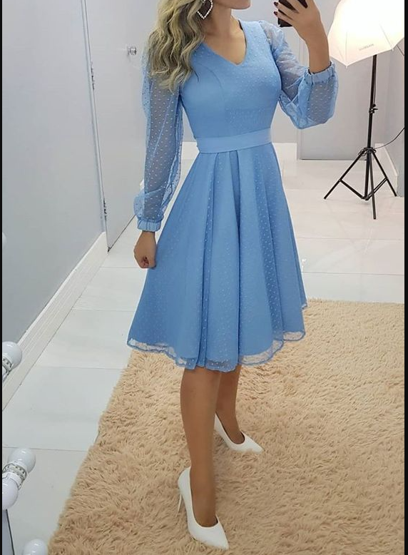 A-line Blue Long Sleeves Party Dress,Blue Homecoming Dress Y6045 Simplepromdress A-line Blue Long Sleeves Party Dress,Blue Homecoming Dress Y6045 Simplepromdress