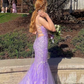 Sexy Lavender Mermaid Prom Dress With Train,Lavender Evening Dress Y5866