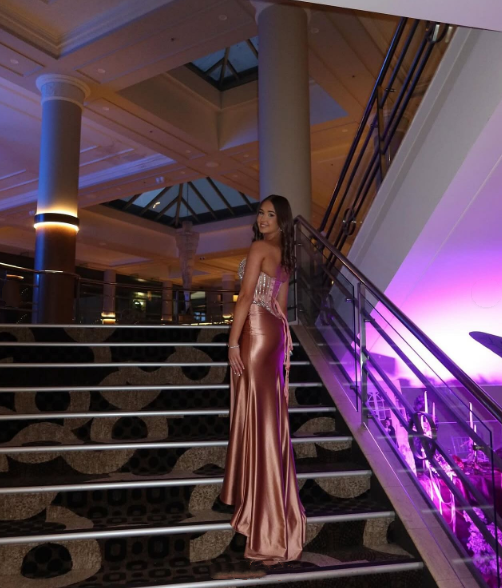 Pretty Rose Pink Beaded Satin Mermaid Slit Long Wedding Guest Dress Birthday Party Dress SP1354