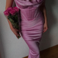 Simple Spaghetti Straps Lavender Satin Evening Dress,Sheath Party Prom Dress Y8094