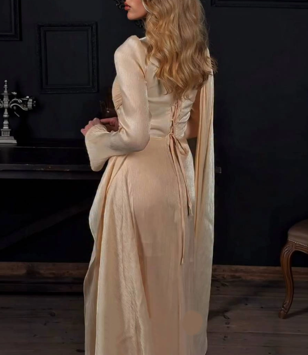 Elegant Blue Tulle Pleated Mermaid Long Party Dress Prom Gown Formal Wedding Guest Dress SP1312