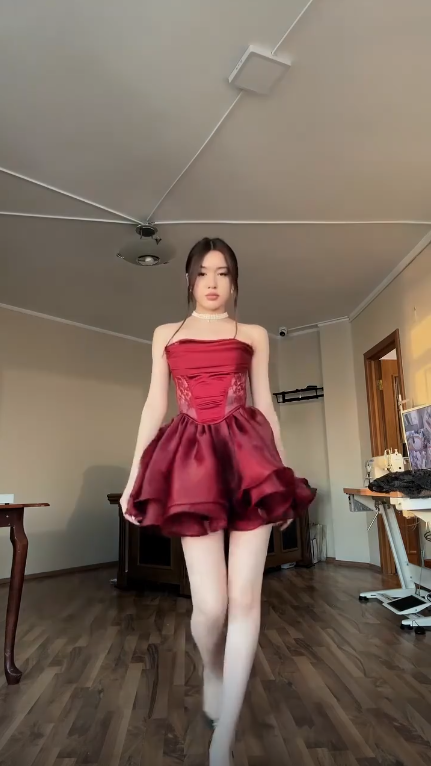Retro Burgundy Satin Tulle Layered Short Graduation Homecoming Dress Cocktail Dress SP3925