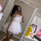 Lovely White A-line Tulle Homecoming Dress,18th Birthday Outfit Y5425