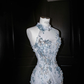 Dream Blue Tulle Sequins Appliques Mermaid Evening Dress,Long Prom Dress Y8673