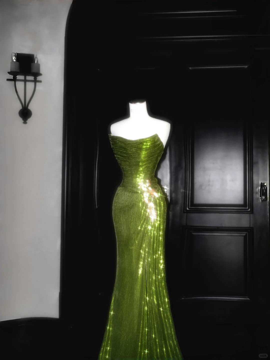 Unique Strapless Green Sequin Prom Dress,Long Mermaid Evening Dress Y8659