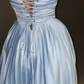 Beautiful Blue Strapless A Line Bridesmaid Dress Princess Birthday Party Dress Y8809