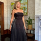 Simple Black Strapless A Line Evening Dress Long Prom Dress Y8303