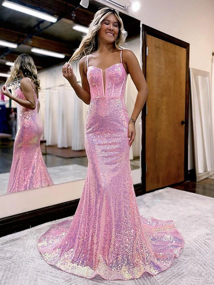 Mermaid Trumpet Prom Dresses Sparkle Shine Dress Formal Court