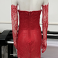 Red Lace Mini Homecoming Dress,Red Party Gown Y7387