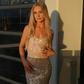Spaghetti Straps Champagne Sequin Sheath Long Prom Dress Evening Dress Y8083