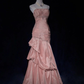 Gorgeous Spaghetti Straps Satin Pleated Beaded Evening Dress,Pink Mermaid Prom Dress Y8744