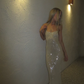 Spaghetti Straps Champagne Sequin Sheath Long Prom Dress Evening Dress Y8083