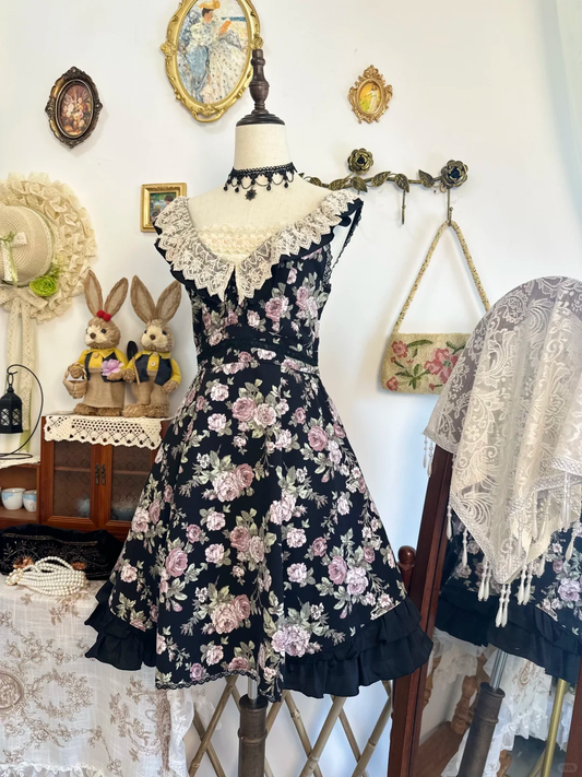 Vintage Lace Chiffon Printed Floral A Line Short Graduation Homecoming Dress Formal Birthday Outfits Y9495