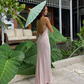 Classy Spaghetti Straps Pink Backless Evening Dress Long Prom Dress Y8293