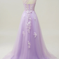 A Line One Shoulder Long Prom Dress with Appliques Y4062
