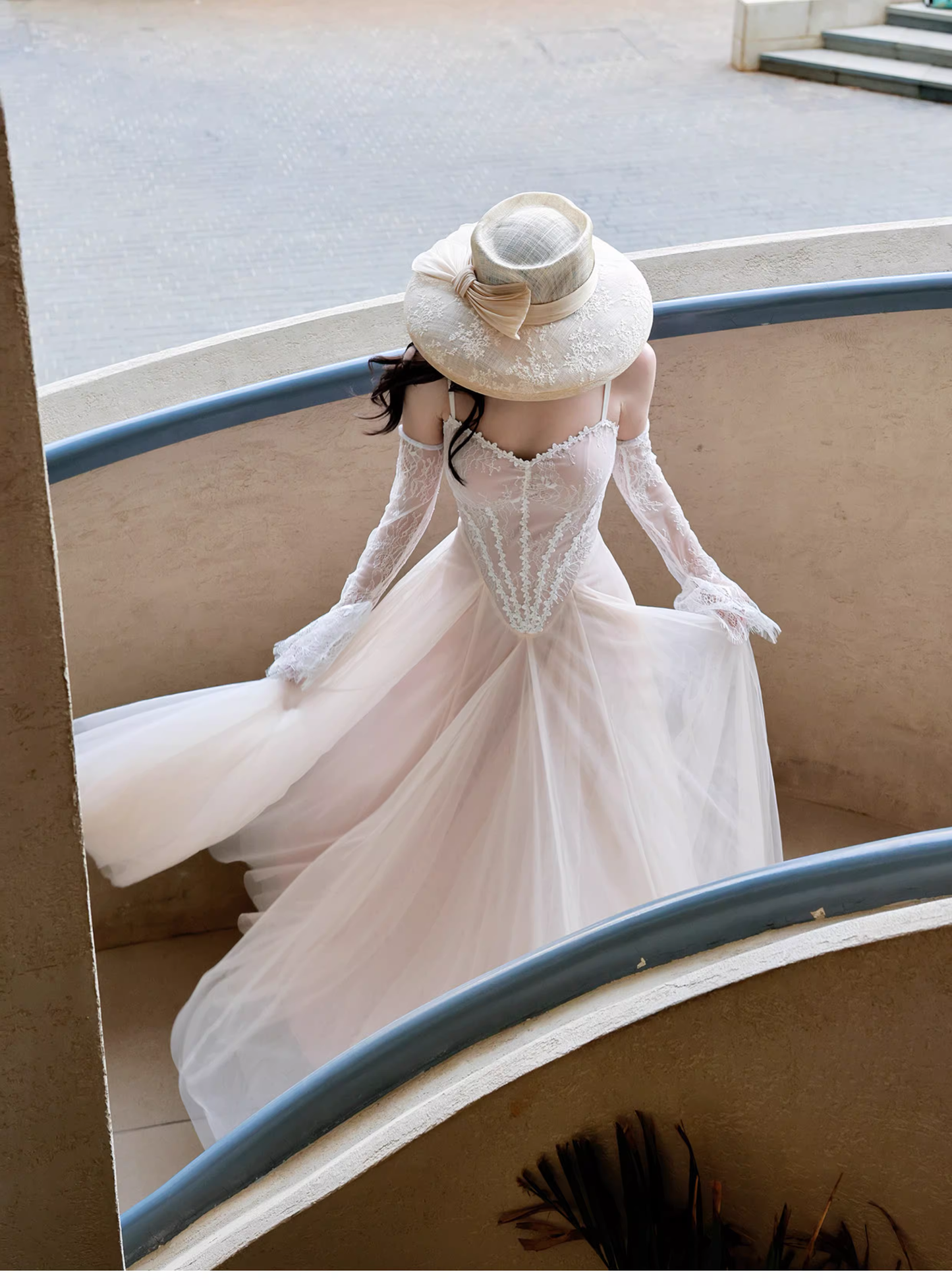 Pretty Pale Pink Spaghetti Straps Tulle Lace Appliques ALine Long Party Dress Birthday Dress SP1975