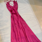 Charming Hot Pink Long Evening Gown Beaded Prom Dress Party Dress Y7526