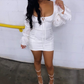 Solid Color Sweet Puff Sleeve Mini Dress,White Homecoming Dress Y2225