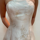 Beautiful Gold Floral Tulle Prom Dress,Glitter A Line Strapless Evening Gown Y8138