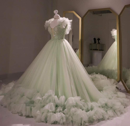 Sage green ball deals gown