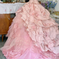 Pretty Pink Strapless Tulle Satin Appliques Sweet 16 Dress Ball Gown SP482