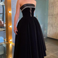 Black Strapless Evening Dresses for Wedding Guests Lace Beaded Sleeveless Evening Dress Y4854