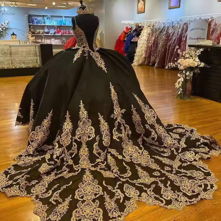 Beading Quinceanera Dresses Sequin Applique Princess Ball Gown With Cape Y1516