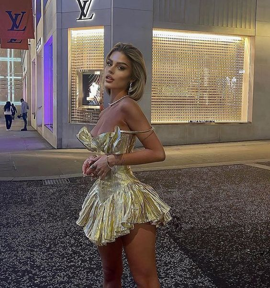 Gorgeous Gold Spaghetti Straps A Line Short Graduation Homecoming Dress Cocktail Dress Y9977