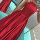 Red Satin A-line Prom Dress,Red Prom Gown Y5773