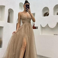 Spaghetti Straps Navy Blue V-neck A-line Long Fashion Prom Dresses Y5912