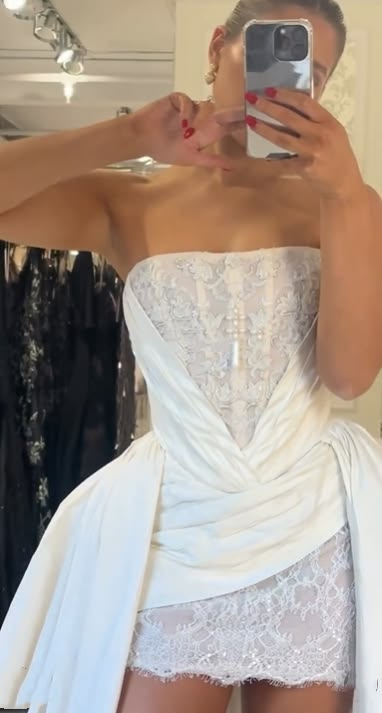 Fairy Strapless White Lace Satin A Line Short 17th Birthday Outfits Homecoming Dress SP3035