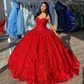 Beautiful Red Sequins Appliques Ball Gown，Strapless A Line Prom Dress Y8213