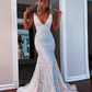 Elegant V Neck Sexy Sleeveless Mermaid Prom Dress,Orange Evening Dress  Y5188