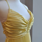 Charming Yellow A-line Pleated Prom Dress,Yellow Graduation Dress  Y7374