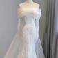 Gorgeous Off The Shoulder Tulle Lace Mermaid Long Wedding Dress White Bridal Dresses SP2022