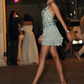 Vintage Spaghetti Straps Mint Green Chiffon Sequin Beaded Homecoming Dress A Line Cocktail Dress Y9312