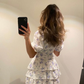 Deep V Neck Floral Dress,Cute A-line Homecoming Dress Y2317