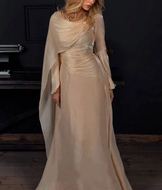 Elegant Blue Tulle Pleated Mermaid Long Party Dress Prom Gown Formal Wedding Guest Dress SP1312