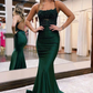 Mermaid Beaded Appliques Spaghetti Straps Cross Back Long Prom Dress Y6308