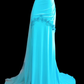 Elegant Blue Chiffon Beaded Appliques Mermaid Party Dress Long Prom Dress SP345