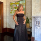 Simple Black Strapless A Line Evening Dress Long Prom Dress Y8303