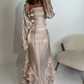 Vintage Prom Dresses with Pleated Ruffles,Floor Length Evening Gown Y4595