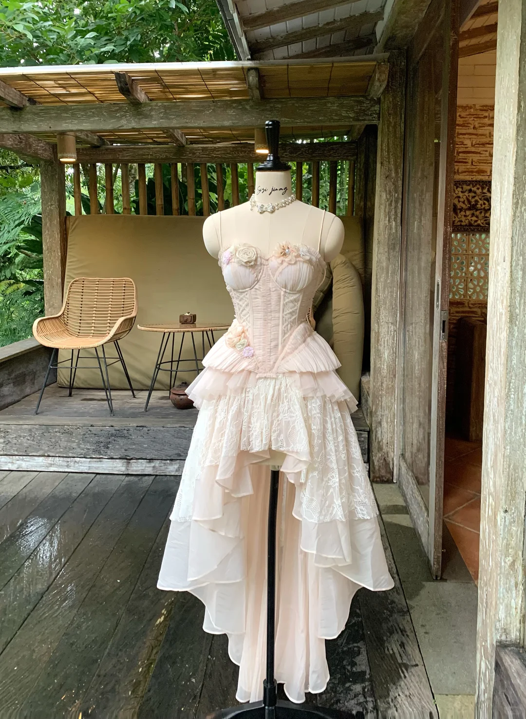 Pretty Spaghetti Straps Pink Tulle Lace Appliques Hi-Low Graduation Homecoming Dress Birthday Dress SP2360