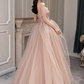 Pink Tulle Long Prom Dress Pink Evening Dress Y1825