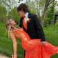 Elegant V Neck Sexy Sleeveless Mermaid Prom Dress,Orange Evening Dress  Y5188