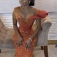 Elegant Orange African Dress,Orange Evening Dress Y6534