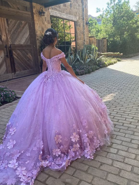 Luxurious Lavender Off The Shoulder Ball Gown,Sweet 16 Dress,Princess Dress Y7182