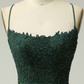 Mermaid Halter Dark Green Long Prom Dress with Appliques Beading Y2989