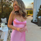Chic Pink Sleeveless Sheath Prom Dress,Pink Formal Dress Y5285