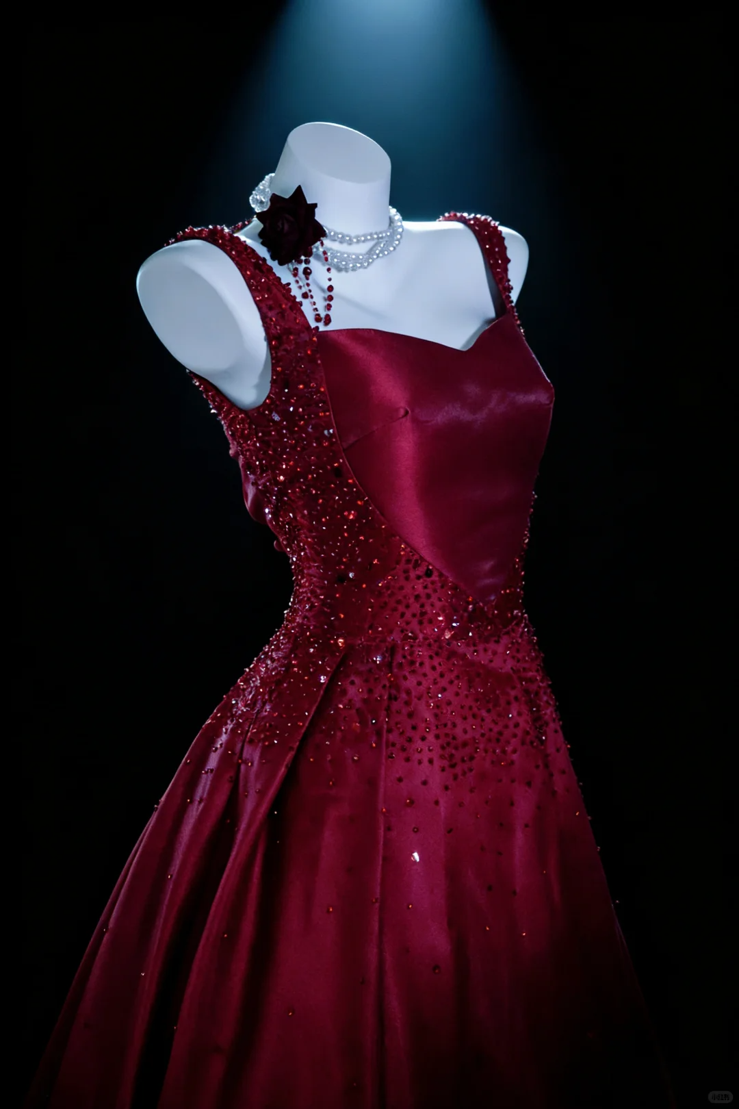 Gorgeous Spaghetti Straps Satin Beaded Ball Gown Burgundy Long Party Dress Birthday Dress SP2039